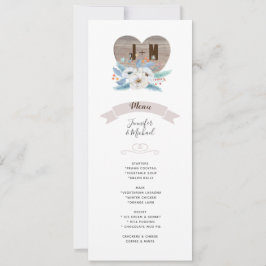 Invitación Eternal Love White Flower Blue Leaf Boda MENU