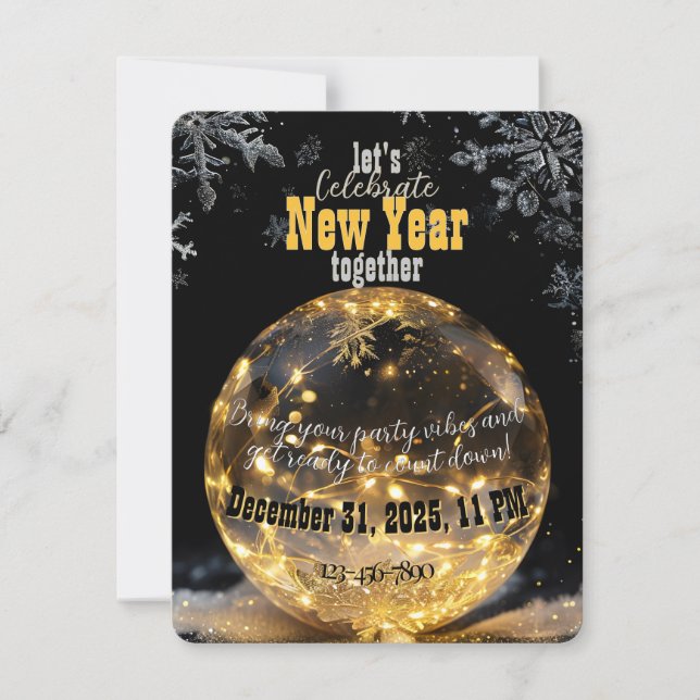 Invitación Ethereal Año Nuevo Orb de cristal Luces de hadas d (Anverso)