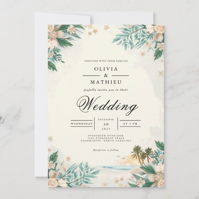 Invitación Ethereal Bloom Beach Romance Boda (Anverso)