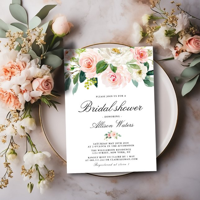 Invitación Ethereal blush pink floral Bridal shower (Subido por el creador)