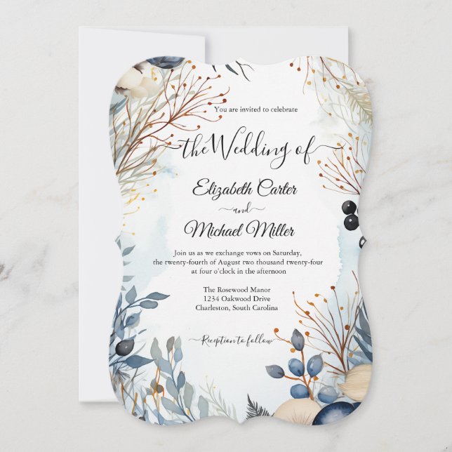 Invitación Ethereal Delicate Watercolor Serene Foliage (Anverso)