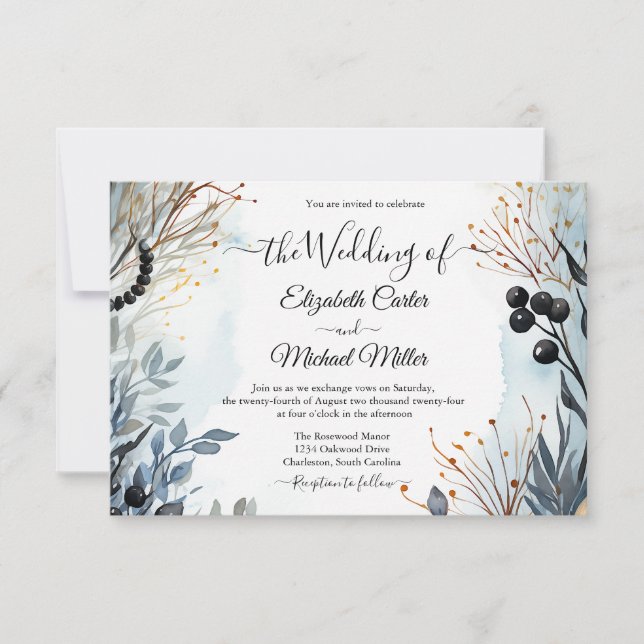 Invitación Ethereal Delicate Watercolor Serene Foliage (Anverso)