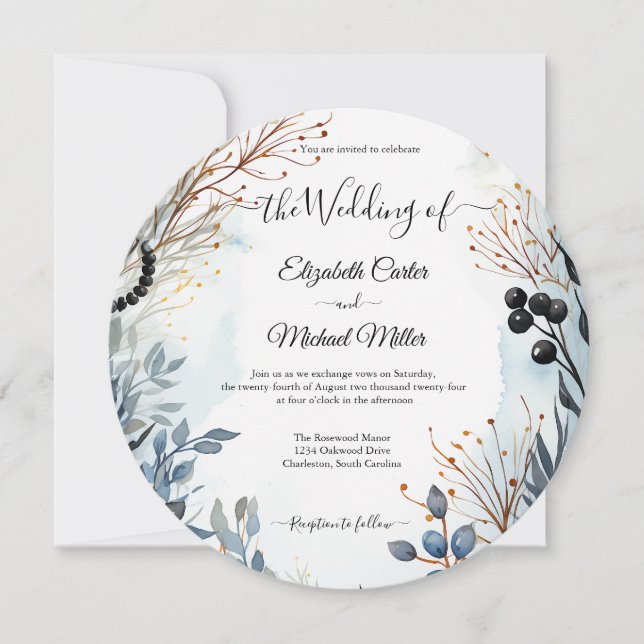 Invitación Ethereal Delicate Watercolor Serene Foliage (Anverso)