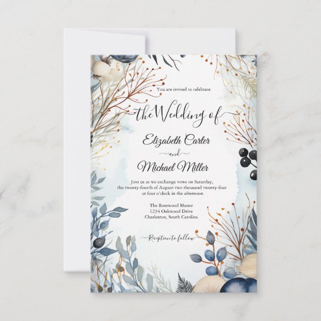 Invitación Ethereal Delicate Watercolor Serene Foliage (Anverso)