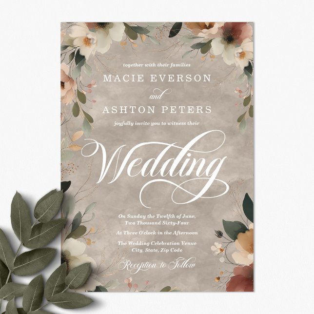 Invitación Ethereal Elegance Beige Ecru Watercolor Boda (Step into a world where love and nature intertwine, with our Ethereal Elegance Invites.)