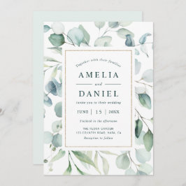 Invitación Ethereal Eucalyptus Gold Greenery Boda
