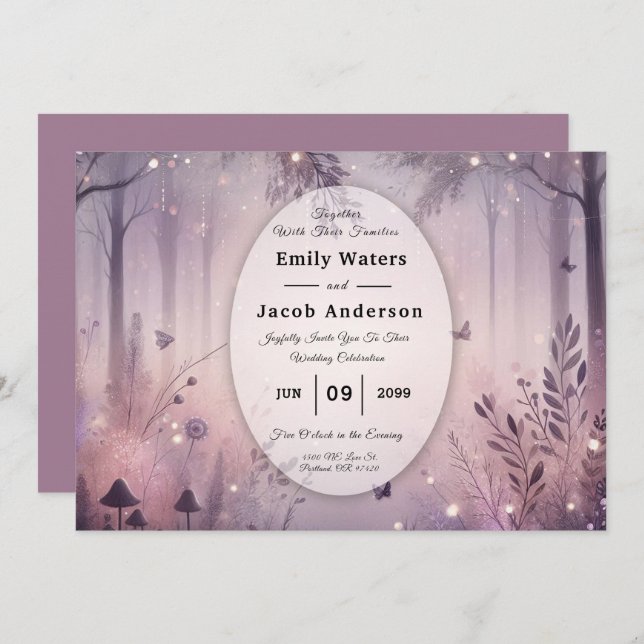 Invitación Ethereal Fairy Lights Forest Boda (Anverso / Reverso)