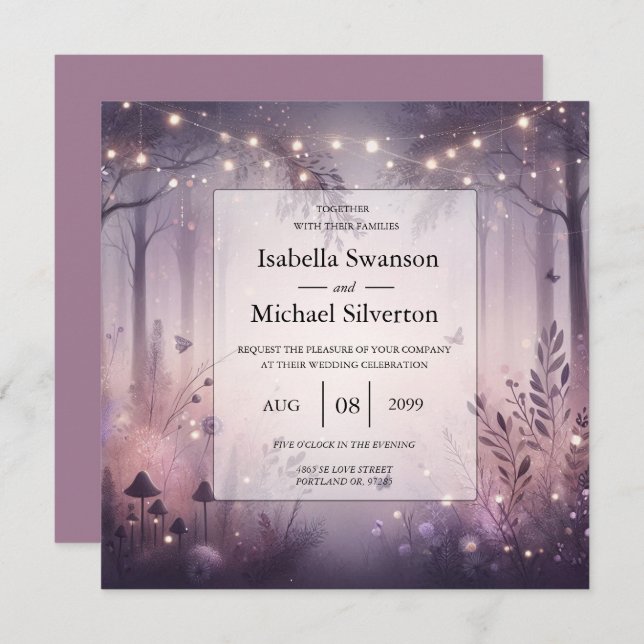 Invitación Ethereal Fairy Lights Forest Boda (Anverso / Reverso)