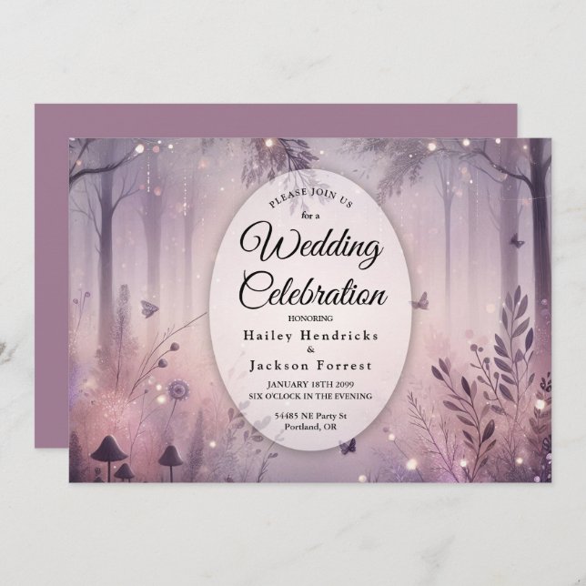 Invitación Ethereal Fairy Lights Forest Boda (Anverso / Reverso)