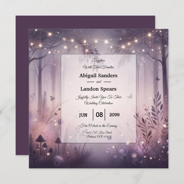 Invitación Ethereal Fairy Lights Forest Boda (Anverso / Reverso)