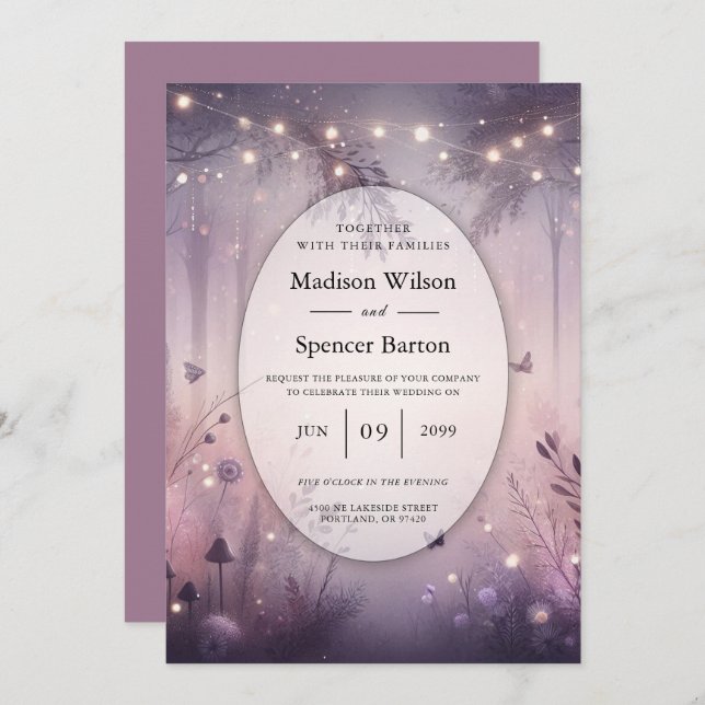 Invitación Ethereal Fairy Lights Forest Boda (Anverso / Reverso)