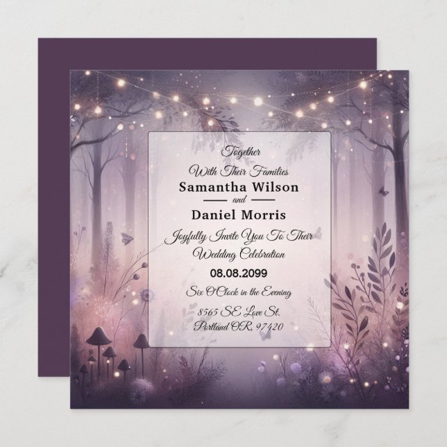 Invitación Ethereal Fairy Lights Forest Boda (Anverso / Reverso)