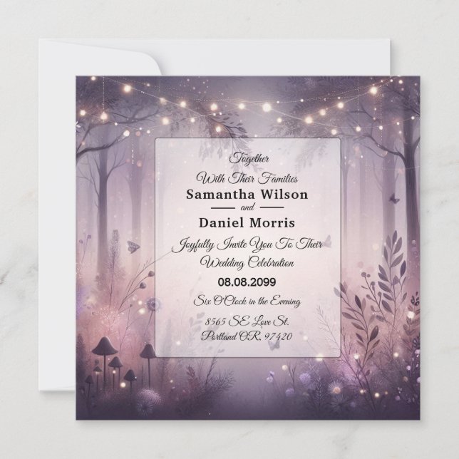 Invitación Ethereal Fairy Lights Forest Boda (Anverso)