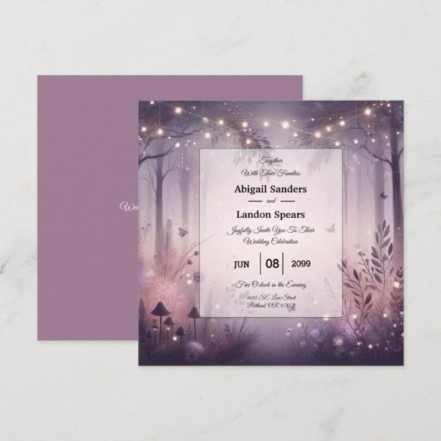 Invitación Ethereal Fairy Lights Forest Boda (Anverso / Reverso)