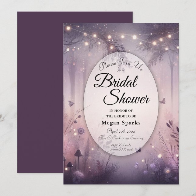 Invitación Ethereal Fairy Lights Forest Bridal Shower (Anverso / Reverso)