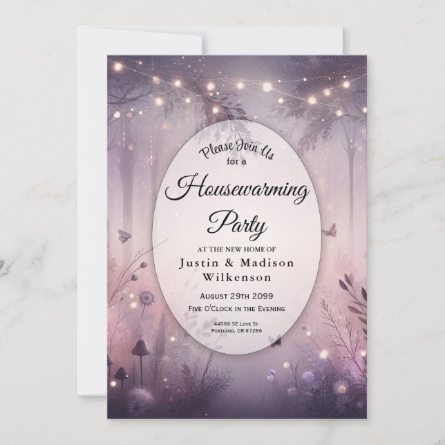 Invitación Ethereal Fairy Lights Forest Houering Fiesta (Anverso)