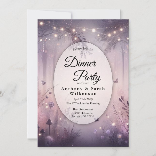 Invitación Ethereal Fairy Lights Forest Restaurant Dinner (Anverso)