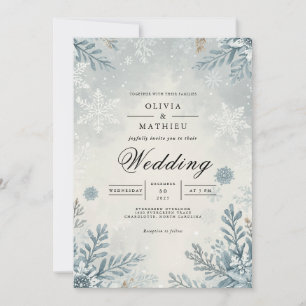 Invitación Ethereal Frost Botanical Winter Wedding
