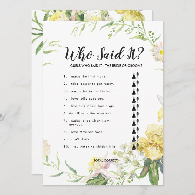 Invitación Ethereal Garden Bridal Shower Game Card (Anverso / Reverso)