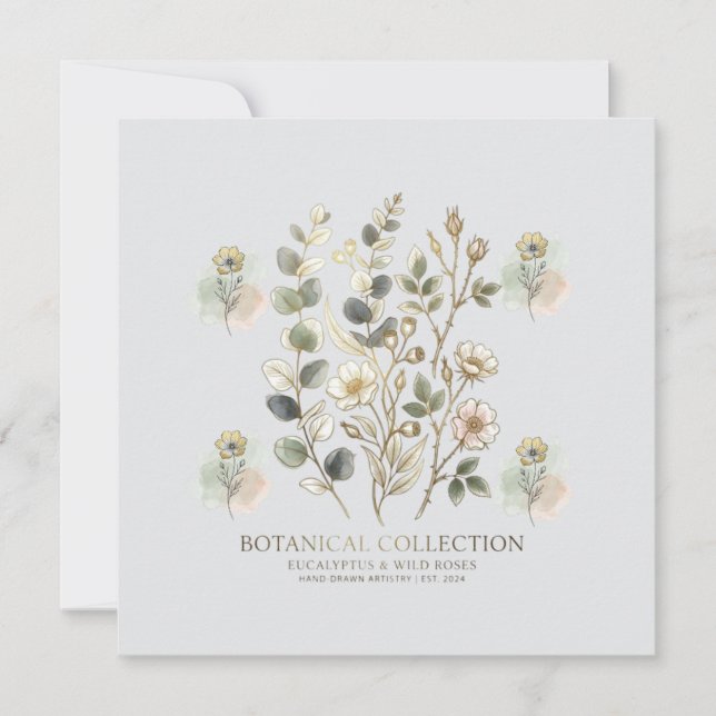 Invitación Ethereal Gold & Sage Botanical Collection (Anverso)