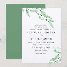 Invitación Ethereal Green | Elegante boda de hojas botánicas