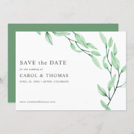 Invitación Ethereal Green | moda botánica guardar la fecha