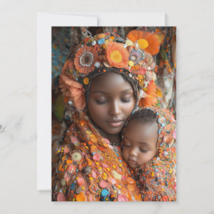 Invitación Ethereal Madre Hijo Vibrante Traje Tradicional