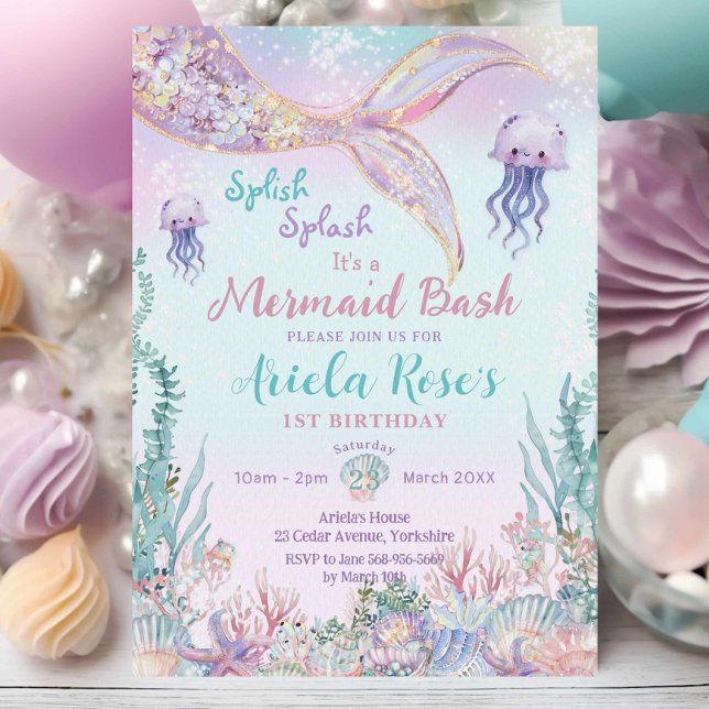 Invitación Ethereal Mermaid Bash Under Sea Pool Cumpleaños (Subido por el creador)