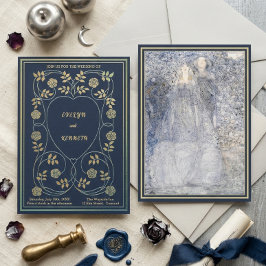 Invitación Ethereal Midnight Navy & Gold Vintage Art Nouveau