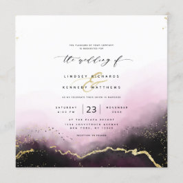 Invitación Ethereal Mist Ombre Borgoña Boda de Plaza de Lujo
