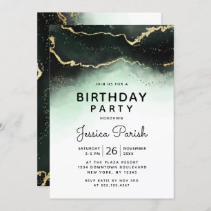Invitación Ethereal Mist Ombre Emerald Green Birday Party