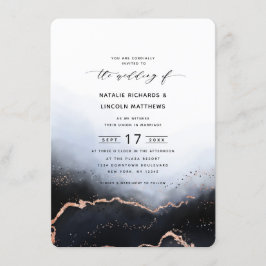 Invitación Ethereal Mist Ombre Navy Boda de moda azul