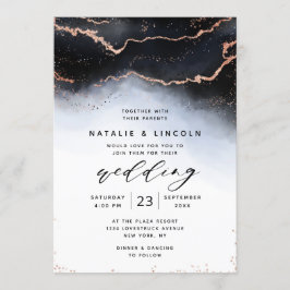 Invitación Ethereal Mist Ombre Navy Watercolor Moody Boda