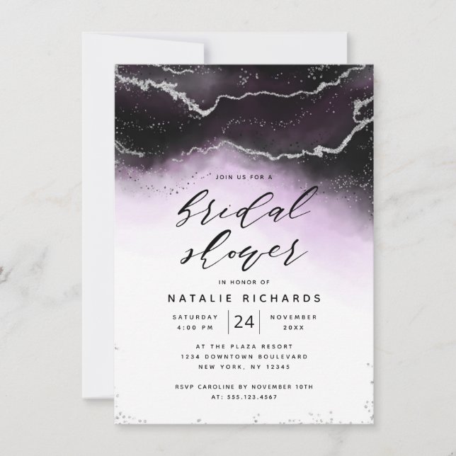 Invitación Ethereal Mist Ombre Ultra Violet Bridal Shower (Anverso)