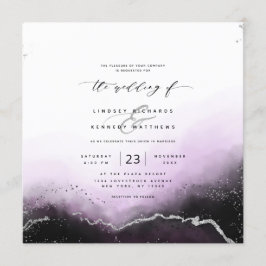 Invitación Ethereal Mist Ombre Violet Luxury Square Boda