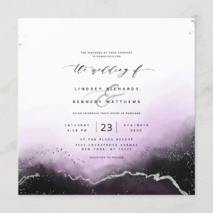 Invitación Ethereal Mist Ombre Violet Luxury Square Boda