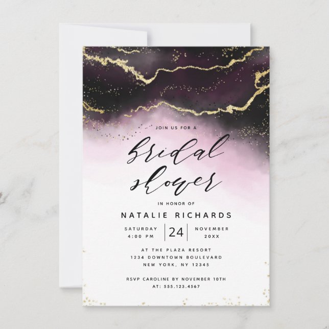 Invitación Ethereal Mist Ombre Wine Burgundy Bridal Shower (Anverso)