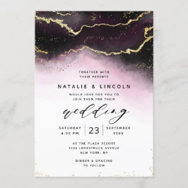 Invitación Ethereal Mist Ombre Wine Watercolor Moody Boda