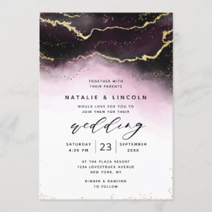 Invitación Ethereal Mist Ombre Wine Watercolor Moody Boda
