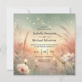 Invitación Ethereal Pastel Wildflower Field Wedding