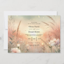 Invitación Ethereal Pastel Wildflower Field Wedding