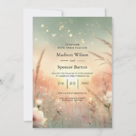 Invitación Ethereal Pastel Wildflower Field Wedding