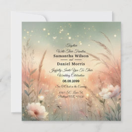 Invitación Ethereal Pastel Wildflower Field Wedding