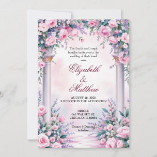 Invitación Ethereal Pink Rose Column Wedding Invitation