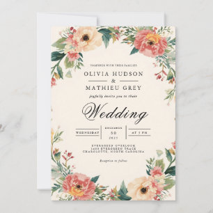 Invitación Ethereal Rubor Floral Flourish Boda