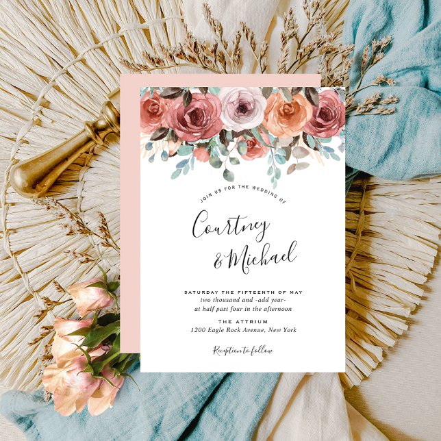 Invitación Ethereal Rubor Peach, Boda floral romántico (Subido por el creador)