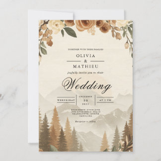 Invitación Ethereal Sepia Blossom Boda