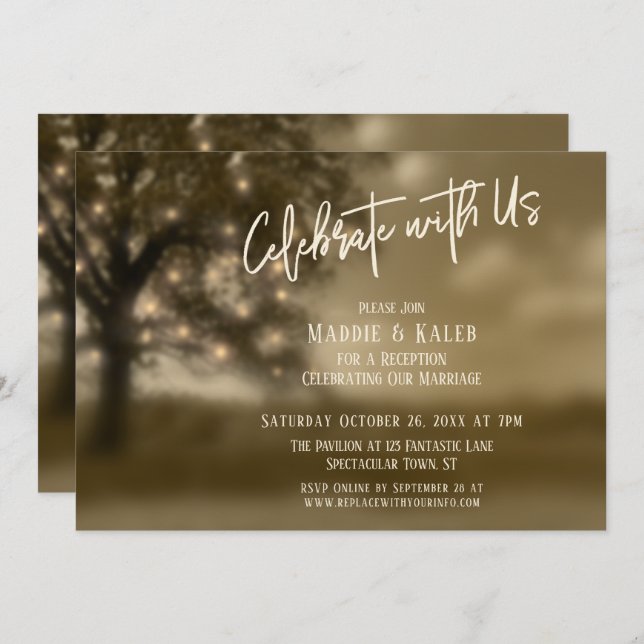 Invitación Ethereal Tree w Lights celebra con la recepción de (Anverso / Reverso)