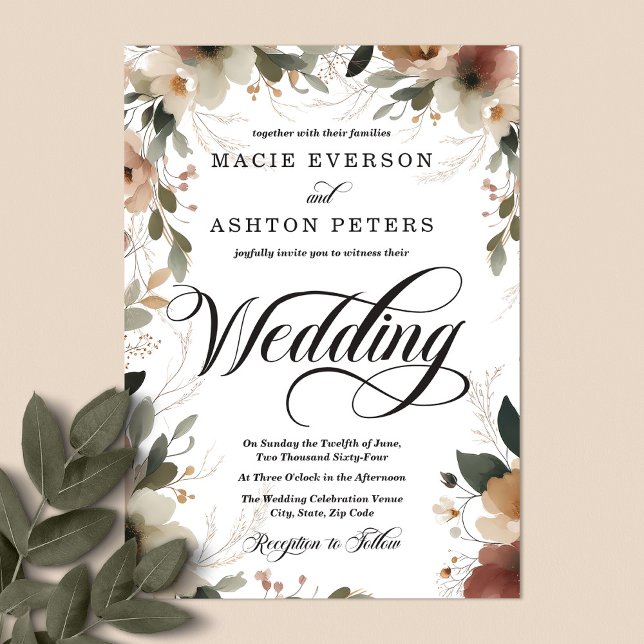 Invitación Ethereance Rustic Boho Boda de Flor Silvestre (Step into a world where love and nature intertwine, with our Ethereal Elegance Invites.)