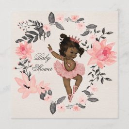 Invitación Ethnic Ballerina Watercolor Wreath Baby Shower